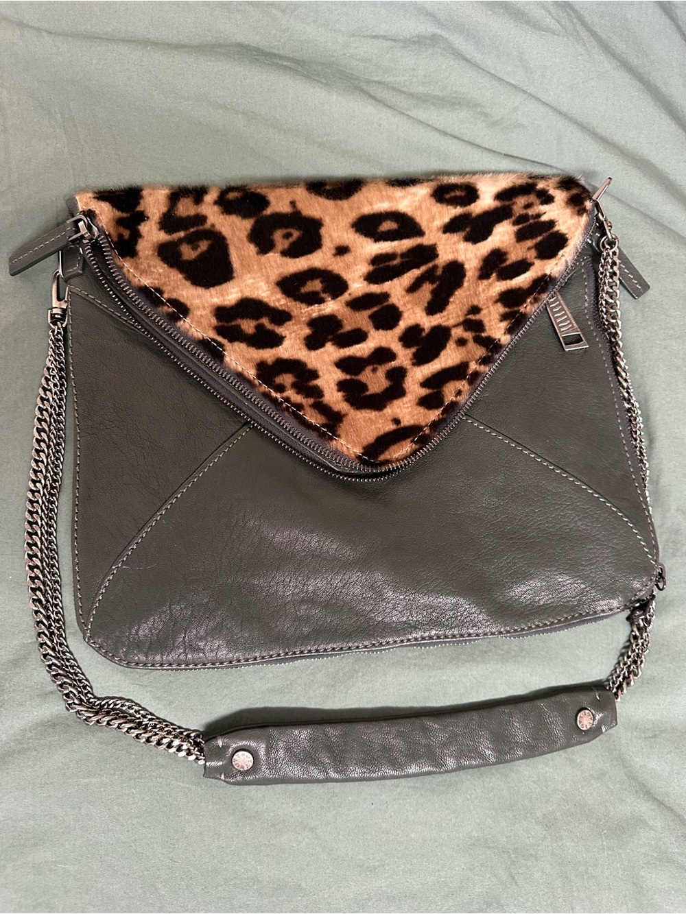 ✨NEVER USED BOYY Leopard Pony Hair Black Leather Envelope Bag NWOT Rare✨